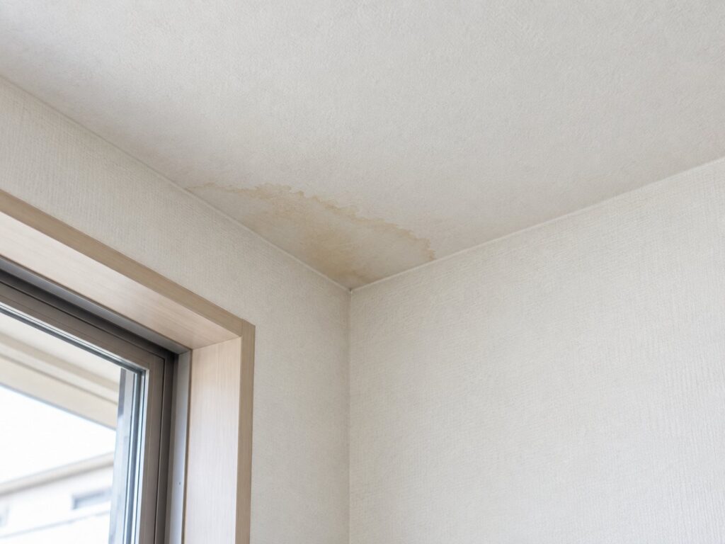 天井の角に水染みが見られる室内のイメージ